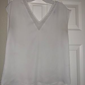 White Sheer V-Neck Blouse